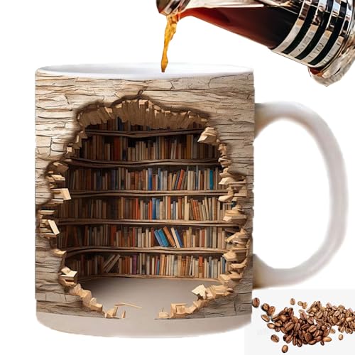 3d bücherregal becher,3d bücherregal kaffeetasse,3d Bücherregal Tasse, 3D Bookshelf Mug,3d becher, Bibliothek Bücherregal Tasse, Kreativem Raumdesign, Buchliebhaber Kaffeetasse von GajUst