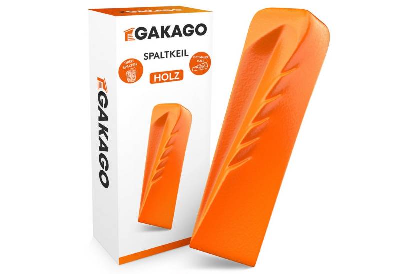 Gakago Drehspaltkeil für Holz, (1-St), - Kraftvoller Spaltkeil aus geschmiedetem Vollstahl und Signalfarbe von Gakago