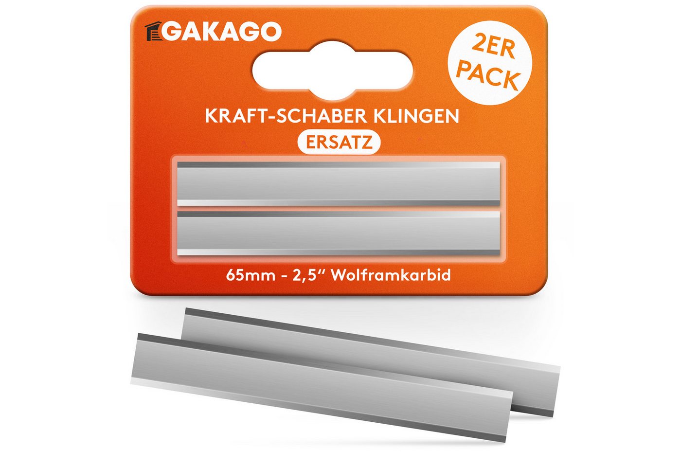Gakago Universalschaber Ersatzklingen (2er Pack) 65mm Ziehklinge aus Wolframcarbid - für Holz, Metall, Beton oder Stein von Gakago