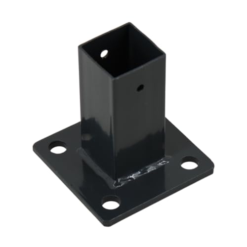 Galaflor Bodenplatte für Zaunpfosten 40x40 mm – Metall pulverbeschichtet in Anthrazit (RAL 7016), stabile Pfostenbefestigung für Beton- & feste Untergründe (1) von Galaflor