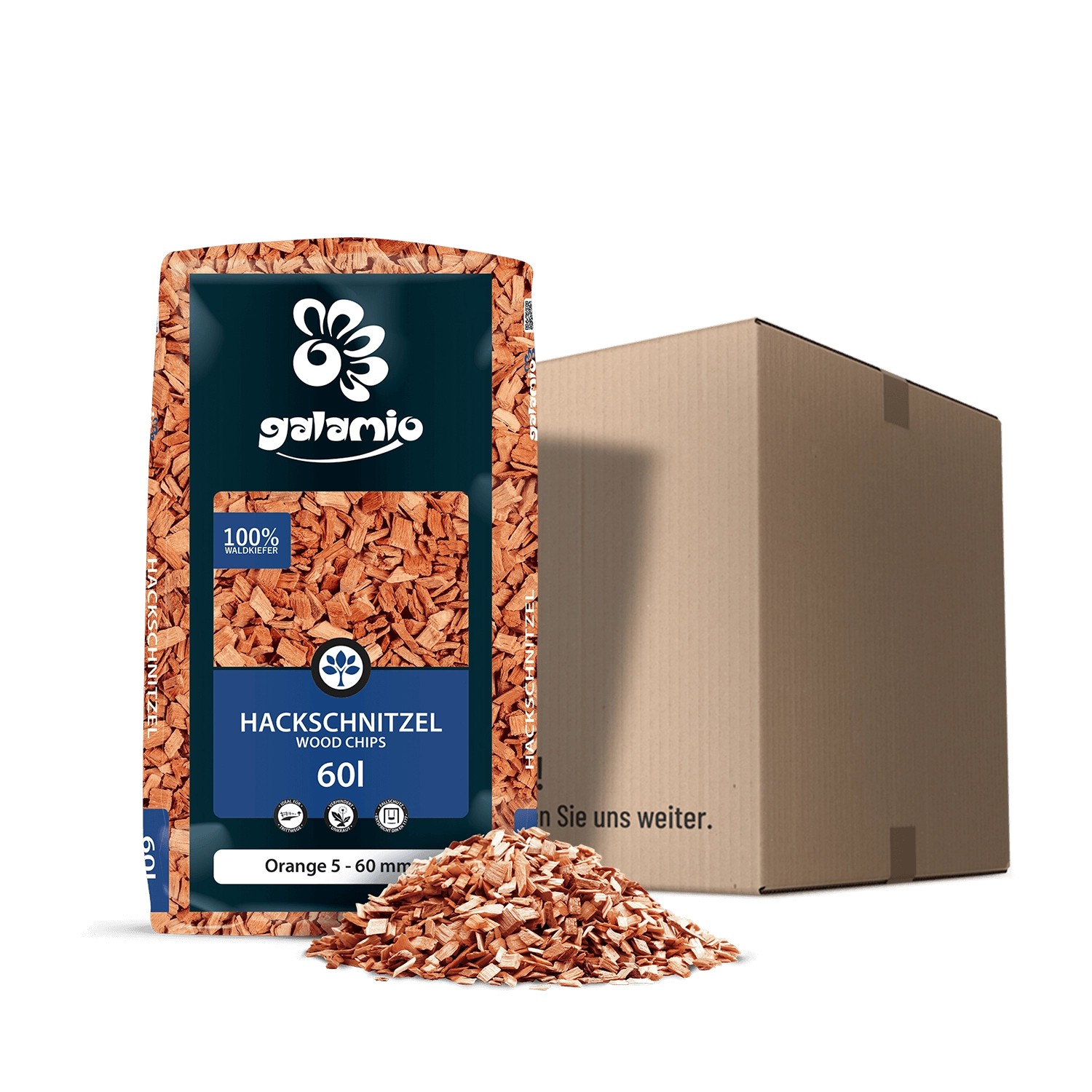 Galamio Holzhackschnitzel Orange 60l von Galamio