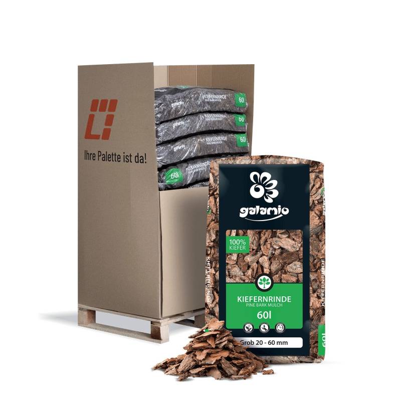 Galamio Kiefernrinde Grob 60l x 13 Sack 780l 1/3 Palette von Galamio