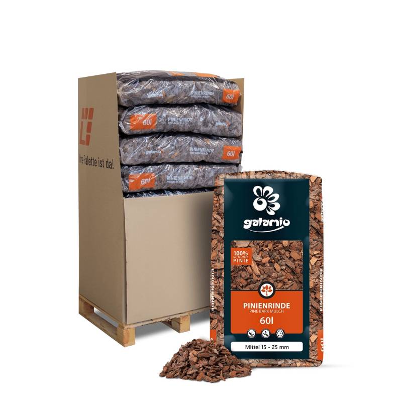 Galamio Pinienrinde Mittel 60l x 13 Sack 780l 1/3 Palette von Galamio