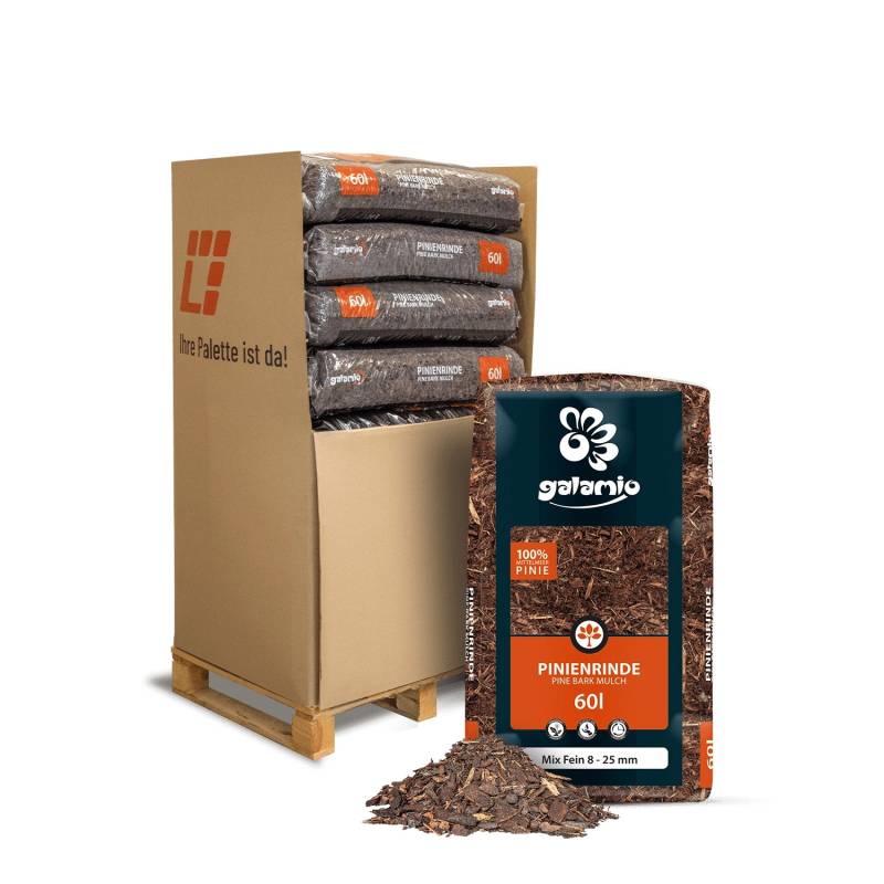 Galamio Pinienrinde Mix Fein 60l x 13 Sack 780l 1/3 Palette von Galamio