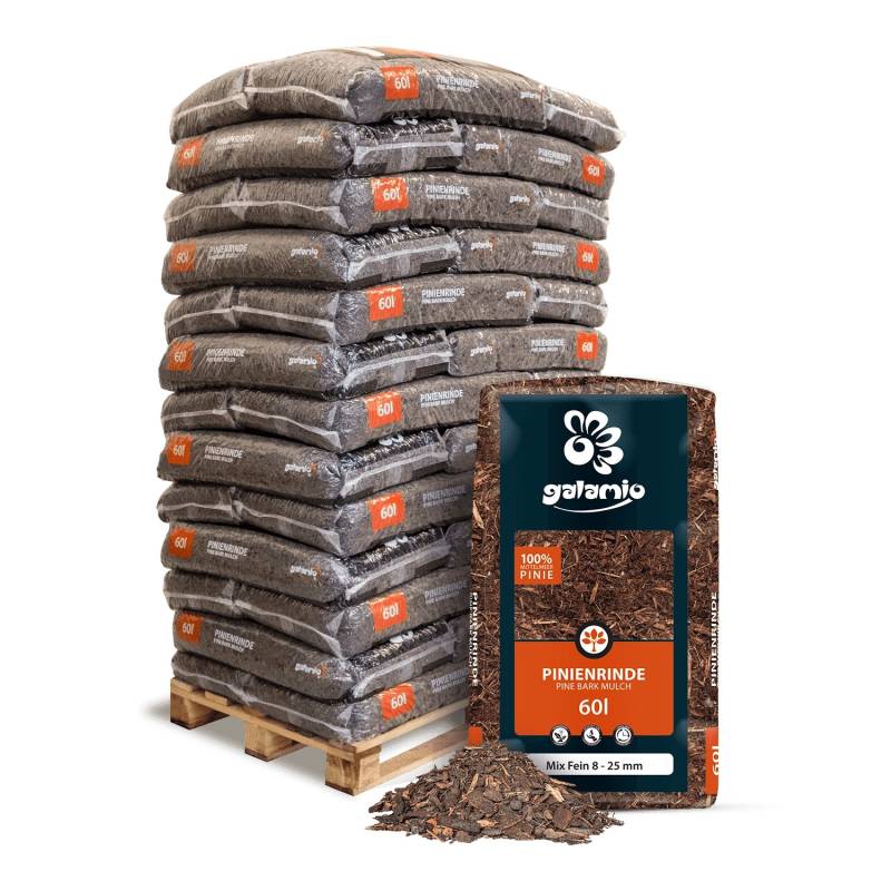 Galamio Pinienrinde Mix Fein 60l x 39 Sack 2340l Palette von Galamio