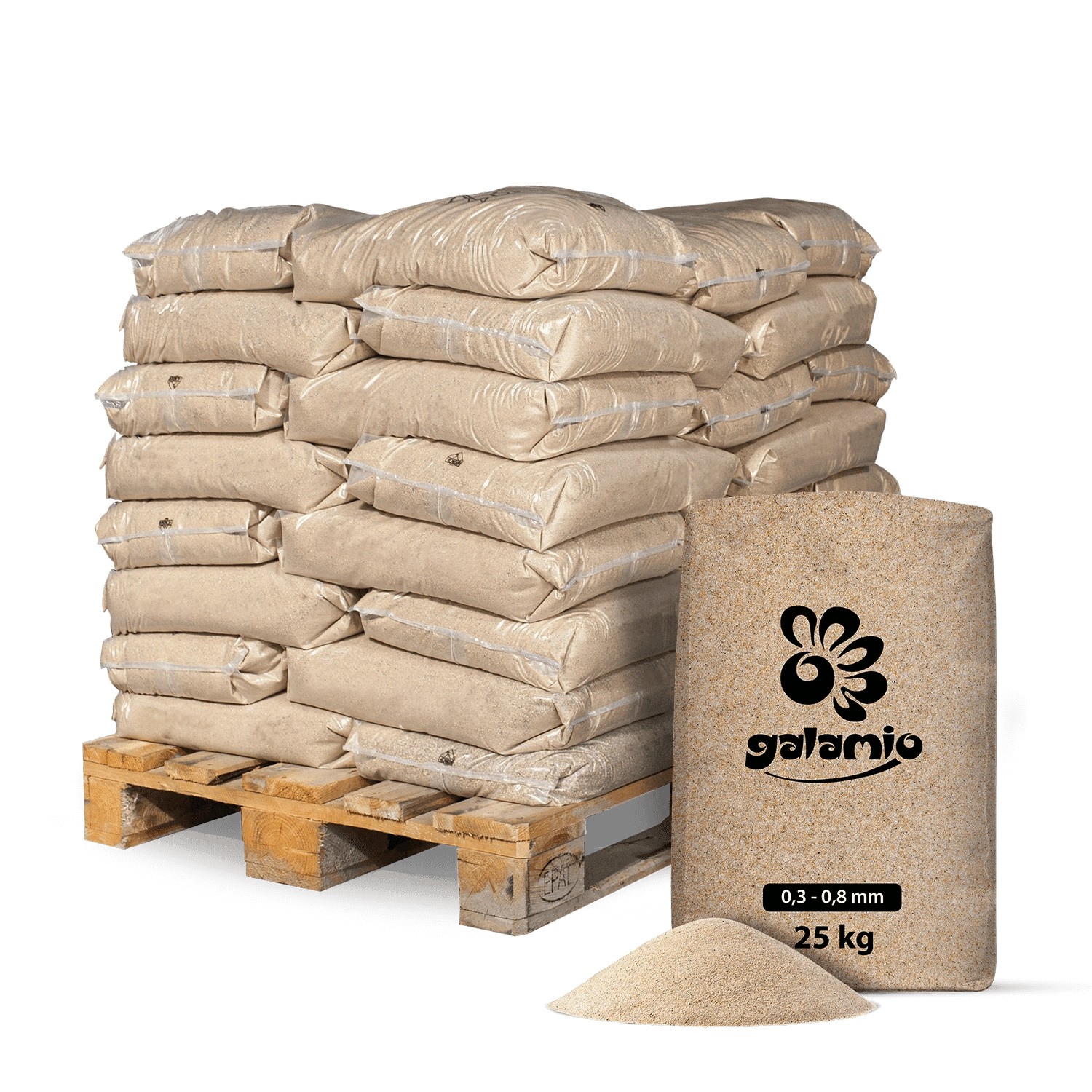 Galamio Quarzsand 0,3 - 0,8 mm 25kg x 40 Sack 1000kg Palette Galamio Quarzsand 0,3 - 0,8 mm 25kg x 40 Sack 1000kg Palette von Galamio