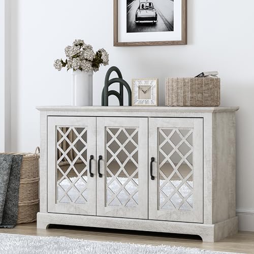 Galano Millicent Sideboard Buffetschrank mit 3 Türen, mit Stauraum und verstellbaren Regalen, Aufbewahrungsschrank für Küche, Esszimmer, Wohnzimmer, 39,8 cm T x 116,1 cm B x 74,4 cm H, Staubgraue von Galano