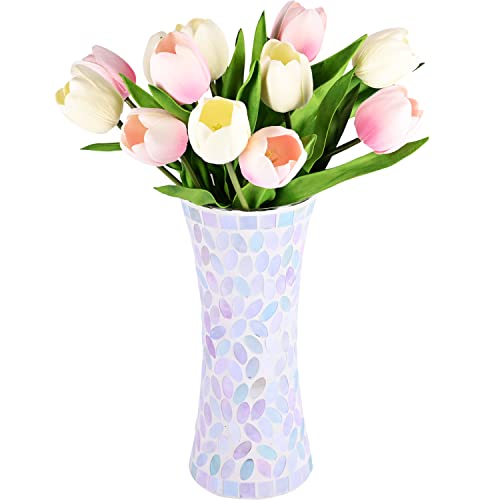 Blumenvase Moderne Dekovase | Große Vase für Blumen Mosaik Vase | 30 cm hoch x 12,7 cm Durchmesser (Pastell) von Galashield