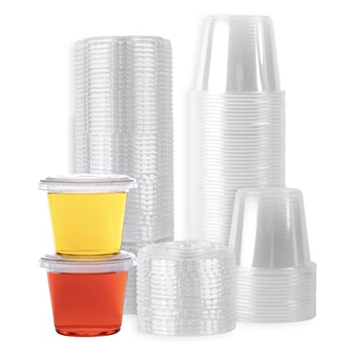 Galashield [50 Sets – 156 ml] Gelee-Schnapsbecher mit Deckel | Saucenbecher, Portionsbecher, Dressingbehälter | kleine Kunststoffbehälter mit Deckel von Galashield
