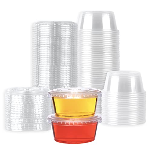 Galashield [50 Sets – 92 ml] Jello Shot Becher Gewürzbehälter mit Deckel | Saucenbecher, Portionsbecher, Dressingbehälter | kleine Kunststoffbehälter mit Deckel von Galashield