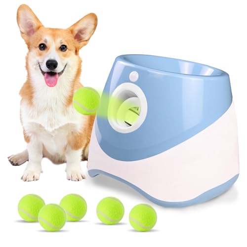 Galatée Automatischer Ballwerfer, Kleiner Interaktiver Ball -Launcher, Automatic Ball Launcher Für Hunde, Ball -Launcher Für Hunde Mit 6 Mini -Tennisbällen(Blau) von Galatée