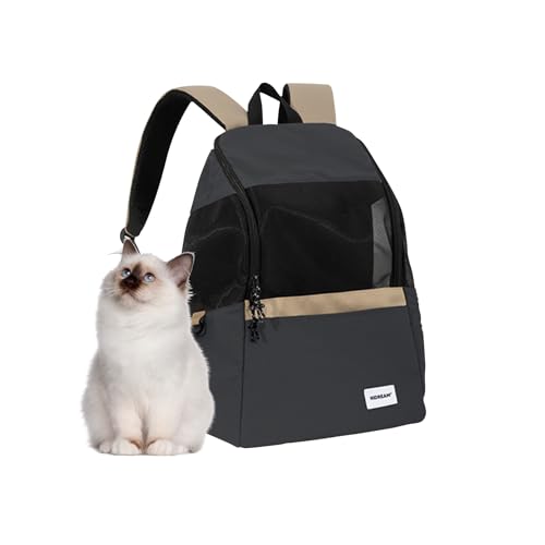 Galatée Haustier -Rucksack, Rucksack Für Katzenbeutel, Geeignet Für Mittlere Katzen Und Kleine Hunde, Tragbarer Atmungsaktiver Katzenrucksack Für Reisen, Wandern, Außengebrauch(Dunkelgrau) von Galatée