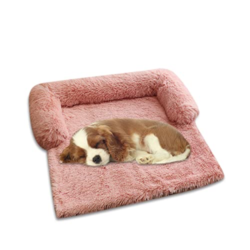 Galatée Haustier-Schlafsofa, Hunde-Schlafsofa Mit Rutschfestem Boden, Warmer Weicher Plüschzwinger, Waschbares Deckenkissen(S, Quadrat, Rosa) von Galatée