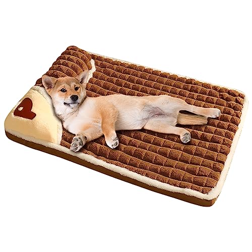 Galatée Hundebett, Gemütliches Plüsch-Hundesofa, Hundebett Mit Abnehmbarem, Waschbarem Bezug, Hundematte Für Guten Halt, Süßes Katzenbett(XL, Braun) von Galatée