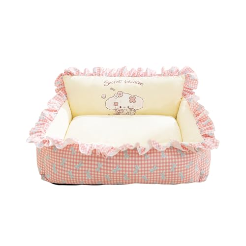 Galatée Hundebett, Haustierbett Mit Abnehmbarem, Waschbarem Bezug, Strapazierfähiges Katzennest Für Hauskatzen, Süßes Haustiersofa Mit Rutschfester Unterseite(M, Rosa) von Galatée