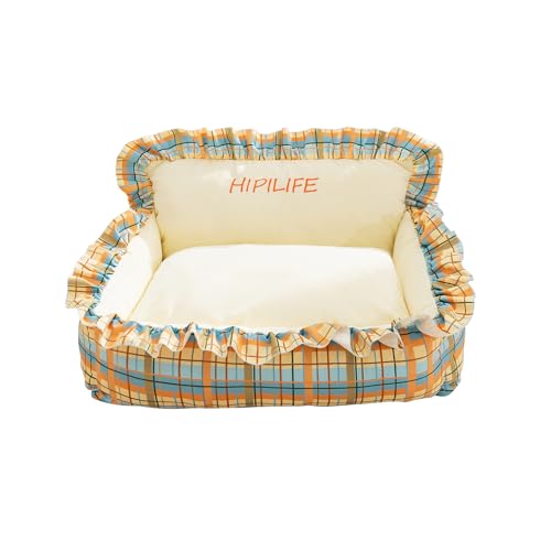 Galatée Hundebett, Haustierbett Mit Abnehmbarem, Waschbarem Bezug, Strapazierfähiges Katzennest Für Hauskatzen, Süßes Haustiersofa Mit Rutschfester Unterseite(S, Orange) von Galatée