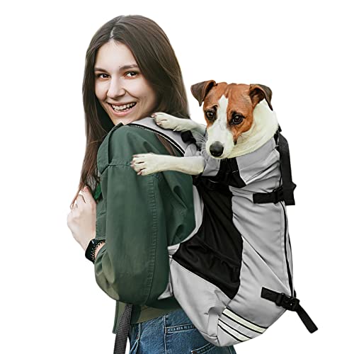 Galatée Hunderucksack, Verstellbarer Hunderucksack Für Kleine Und Mittelgroße Hunde, Einfach Zu Transportieren, Haustierrucksack für Spaziergänge im Freien, Wandern, Bergsteigen, Reisen(L, Grau) von Galatée