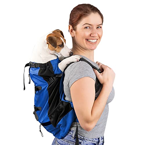 Galatée Hundetragerucksack, Tragbarer Verstellbarer Hunderucksack, Belüfteter Haustiertragerucksack, Haustierrucksack Zum Wandern Im Freien Wandern Bergsteigen Reisen(L, Blau) von Galatée