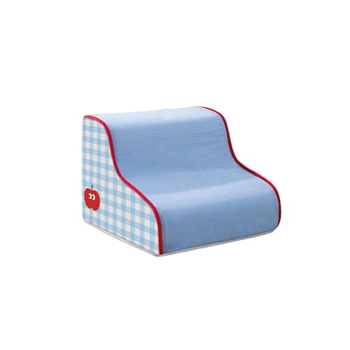 Galatée Hundetreppe, Hundetreppe Mit Abnehmbarem, Waschbarem Bezug, Rampe Für Hohe Betten Und Sofas, rutschfeste, Ausgewogene Rampe Für Haustiere Im Innenbereich(2-Schritt, Blau) von Galatée