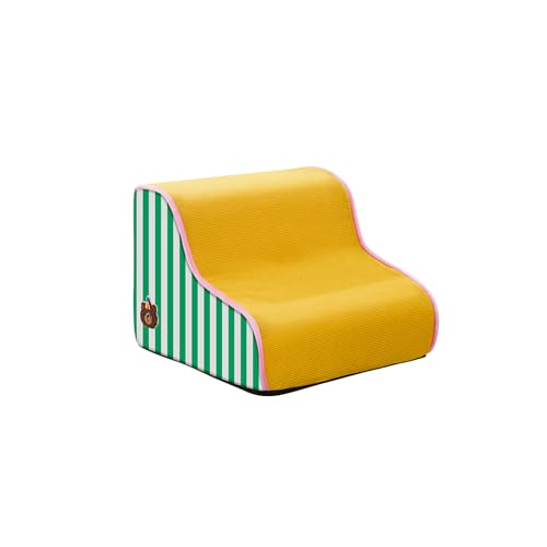 Galatée Hundetreppe, Hundetreppe Mit Abnehmbarem, Waschbarem Bezug, Rampe Für Hohe Betten Und Sofas, rutschfeste, Ausgewogene Rampe Für Haustiere Im Innenbereich(2-Schritt, Gelb) von Galatée