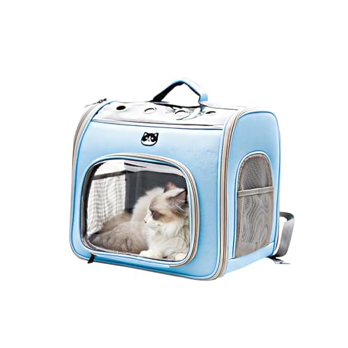 Galatée Katzen-Hunde-Rucksack, Hund Reisetasche Mit Netzfenster, Haustier -Rucksack Für Kleine Mittlere Hunde Und Katzen, Katzenrucksack Für Reisen, Wandern Und Outdoor-Einsatz(Blau) von Galatée