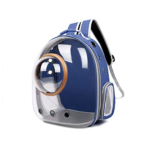 Galatée Katzen Rucksack Träger, Hund, Haustier Rucksack Blasen Rucksack, wasserdichte, Klare Haustier Kapseltasche Im Freien, Raumkapsel Haustier-Rucksack Belüften(Blau, Transparente Abdeckung) von Galatée