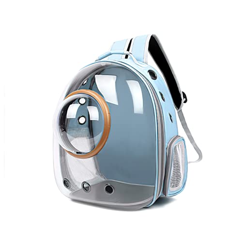 Galatée Katzen Rucksack Träger, Hund, Haustier Rucksack Blasen Rucksack, wasserdichte, Klare Haustier Kapseltasche Im Freien, Raumkapsel Haustier-Rucksack Belüften(Hellblau, Transparente Abdeckung) von Galatée