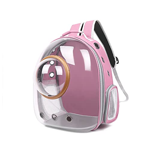 Galatée Katzen Rucksack Träger, Hund, Haustier Rucksack Blasen Rucksack, wasserdichte, Klare Haustier Kapseltasche Im Freien, Raumkapsel Haustier-Rucksack Belüften(Rosa, Transparente Abdeckung) von Galatée