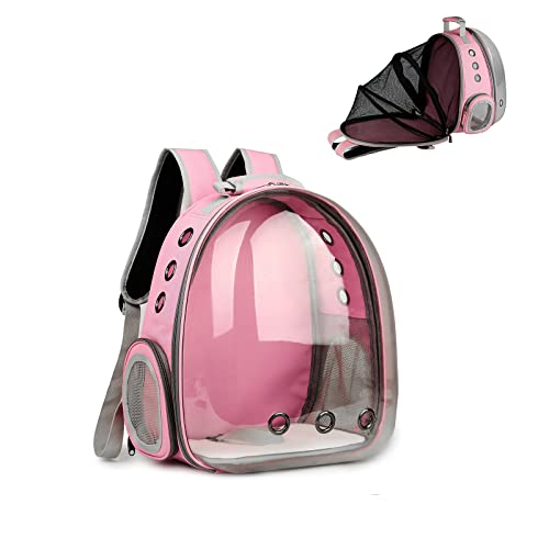 Galatée Katzenrucksack, Hund, Erweiterbarer Haustierrucksack, Belüfteter Raumkapsel-Katzenrucksack, Tragbarer Welpen Tagesrucksack Für Reisen, Camping, Wandern(Rosa) von Galatée