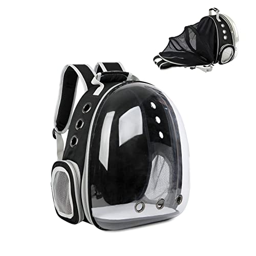 Galatée Katzenrucksack, Hund, Erweiterbarer Haustierrucksack, Belüfteter Raumkapsel-Katzenrucksack, Tragbarer Welpen Tagesrucksack Für Reisen, Camping, Wandern(Schwarz) von Galatée