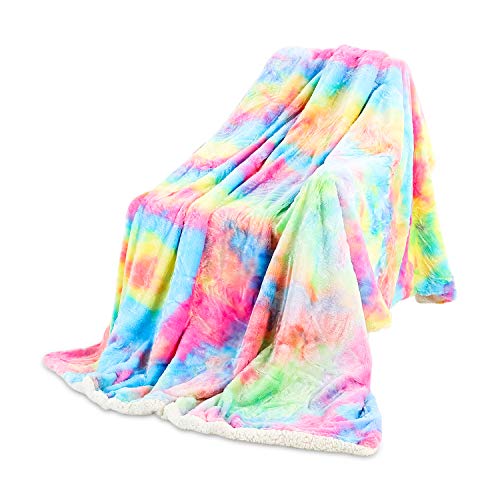 Galatée Decke, 160 x 200 cm, doppelseitig, bequem, Regenbogenfarben, hochwertig, flauschig, Fleece, weich, warm, geeignet für Sofa oder Bett, Regenbogen von Galatée