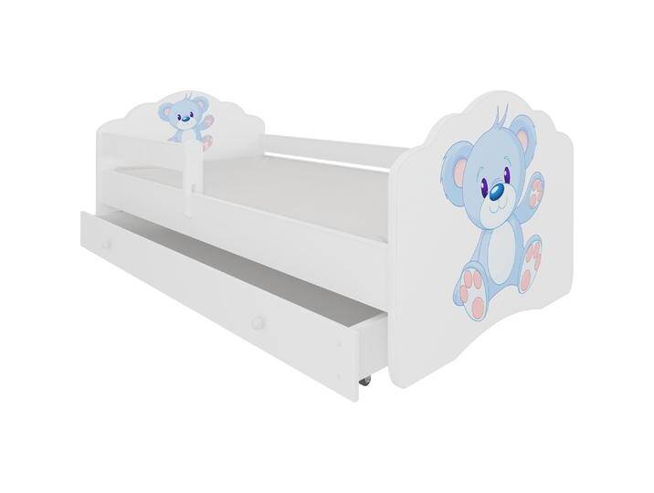 ADRK Furniture, Kinderbett, Bett mit Matratze, Lattenrost und Schublade CASIMO BLUE BEAR 140x70 (140 x 70 cm) von Galaxus