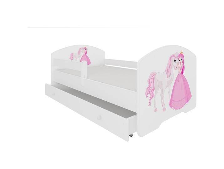 ADRK Furniture, Kinderbett, Bett mit Matratze, Lattenrost und Schublade PEPE PRINCESS AND HORSE 140x70 (140 x 70 cm) von Galaxus