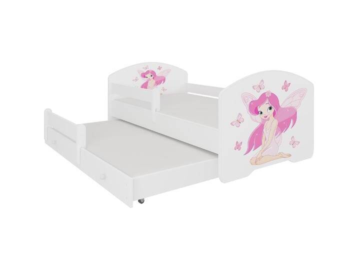 ADRK Furniture, Kinderbett, Doppelbett mit Geländer und Matratzen PEPE II GIRL WITH WINGS 160x80 (160 x 80 cm) von Galaxus