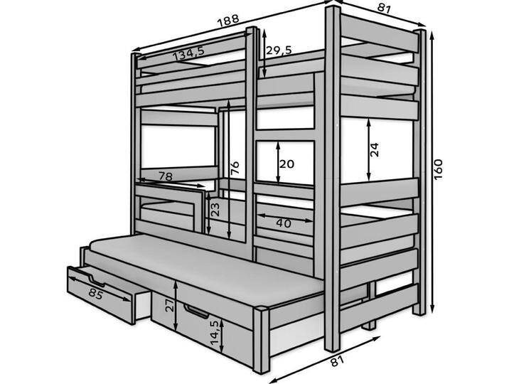 ADRK Furniture, Kinderbett, Etagenbett verdreifachen mit Matratzen KARLO von Galaxus