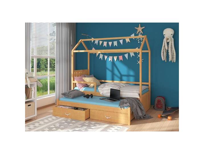 ADRK Furniture, Kinderbett, Hausbett mit Geländer und Matratzen JONASZEK 200x90 (200 x 90 cm) von Galaxus