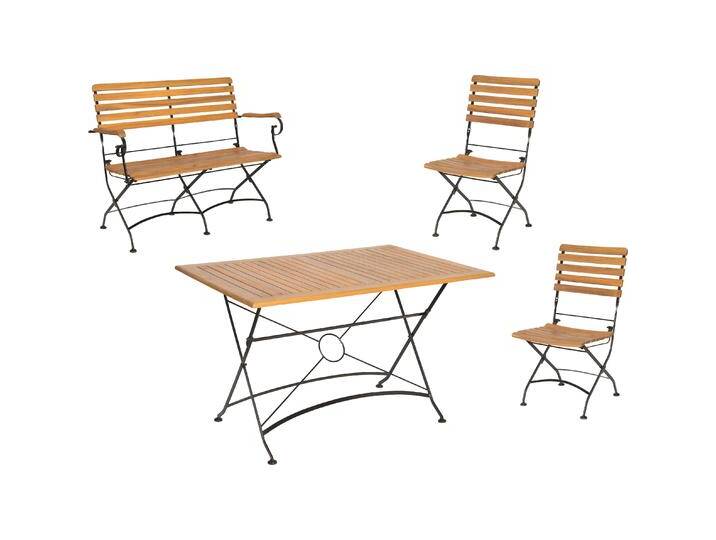 Acamp, Gartentisch + Balkontisch, Set 2x LINDAU Klappstuhl + 1x LINDAU Klappbank + 1x LINDAU Klapptisch 120x80cm (125 cm) von Galaxus