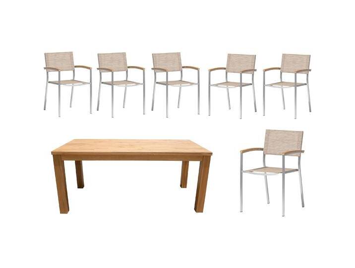 Acamp, Gartentisch + Balkontisch, Set 6x SKYE Stapelsessel + 1x OLD JAVA Tisch (180 cm) von Galaxus