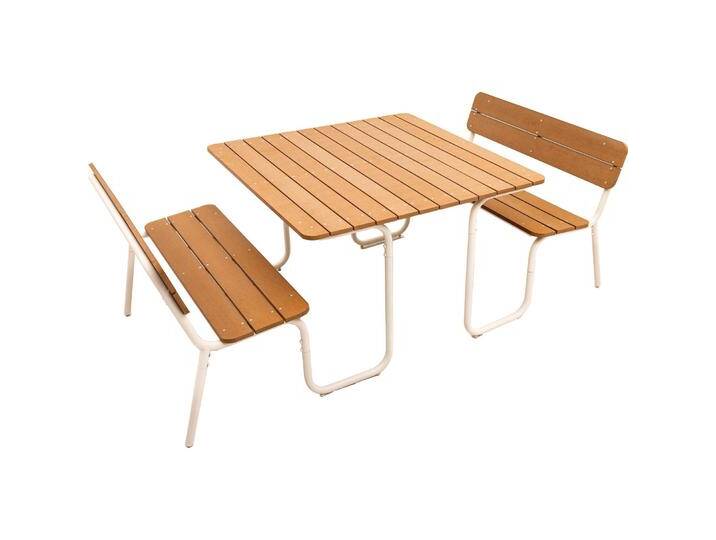 Best, Gartentisch + Balkontisch, Gartentisch Soullmate mit Sitzbank beige rechteckig 120,0 x 242,2 x 82,5 cm (120 cm) von Galaxus