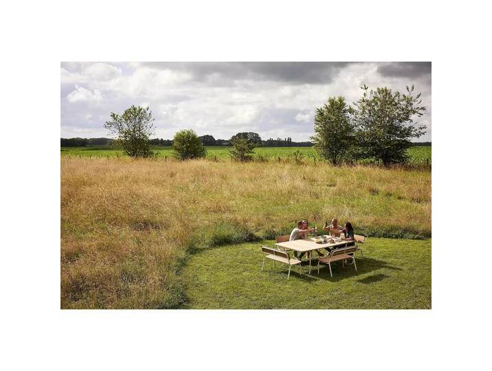 Best, Gartentisch + Balkontisch, Gartentisch Soullmate mit Sitzbnank beige rechteckig 120,0 x 362,2 x 82,5 cm (120 cm) von Galaxus