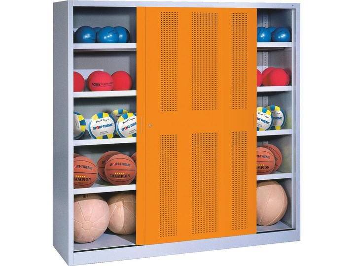 C+P, Aktenschrank, Ballschrank (HxBxT: 195x120x40 cm, mit Lochblech-Schiebetüren, Typ 4) von Galaxus