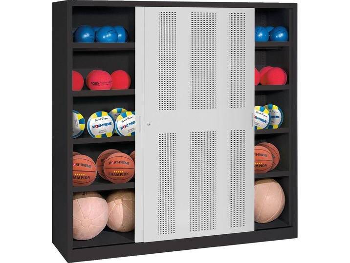 C+P, Aktenschrank, Ballschrank (HxBxT: 195x120x40 cm, mit Lochblech-Schiebetüren, Typ 4) von Galaxus