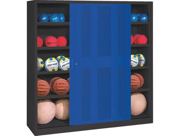 C+P, Aktenschrank, Ballschrank (HxBxT: 195x120x40 cm, mit Lochblech-Schiebetüren, Typ 4) von Galaxus