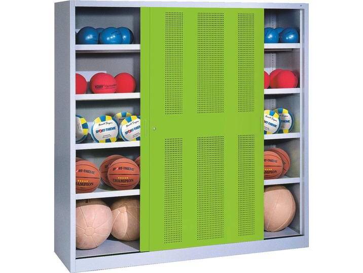C+P, Aktenschrank, Ballschrank (HxBxT: 195x120x60 cm, mit Lochblech-Schiebetüren, Typ 4) (195 x 120 x 60 cm) von Galaxus
