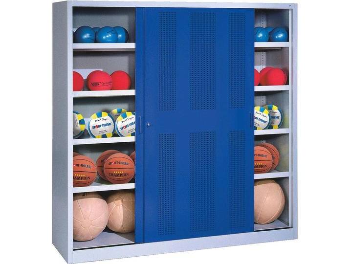 C+P, Aktenschrank, Ballschrank (HxBxT: 195x120x60 cm, mit Lochblech-Schiebetüren, Typ 4) (195 x 120 x 60 cm) von Galaxus