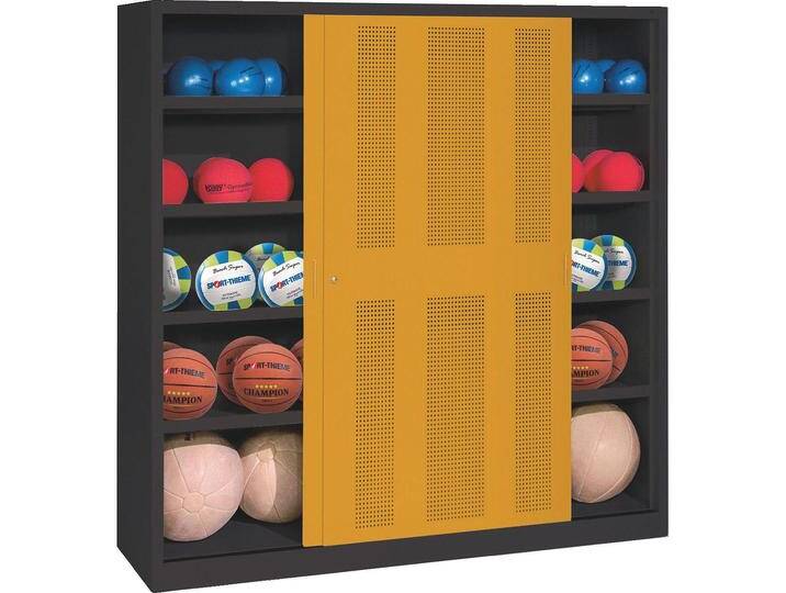 C+P, Aktenschrank, Ballschrank (HxBxT: 195x120x60 cm, mit Lochblech-Schiebetüren, Typ 4) (195 x 120 x 60 cm) von Galaxus