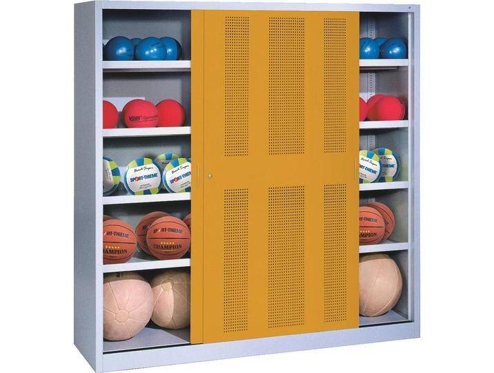 C+P, Aktenschrank, Ballschrank (HxBxT: 195x120x60 cm, mit Lochblech-Schiebetüren, Typ 4) (195 x 120 x 60 cm) von Galaxus