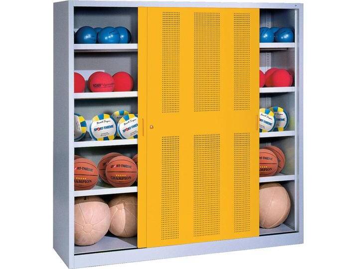 C+P, Aktenschrank, Ballschrank (HxBxT: 195x120x60 cm, mit Lochblech-Schiebetüren, Typ 4) (195 x 120 x 60 cm) von Galaxus