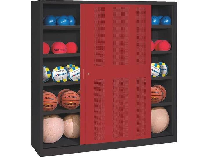 C+P, Aktenschrank, Ballschrank (HxBxT: 195x120x60 cm, mit Lochblech-Schiebetüren, Typ 4) (195 x 120 x 60 cm) von Galaxus