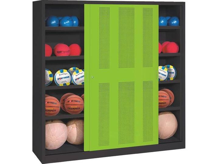 C+P, Aktenschrank, Ballschrank (HxBxT: 195x120x60 cm, mit Lochblech-Schiebetüren, Typ 4) (195 x 120 x 60 cm) von Galaxus